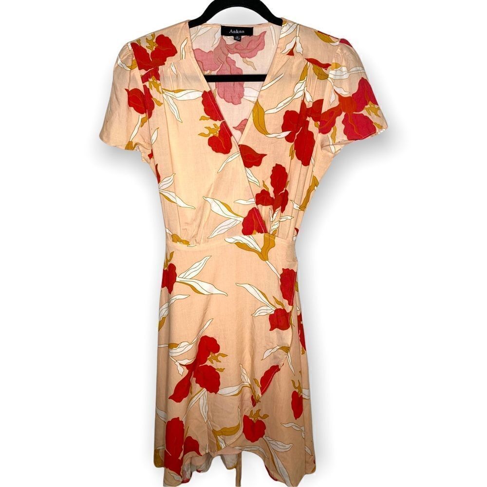 Aakaa (S) Pink Floral Printed Wrap Dress